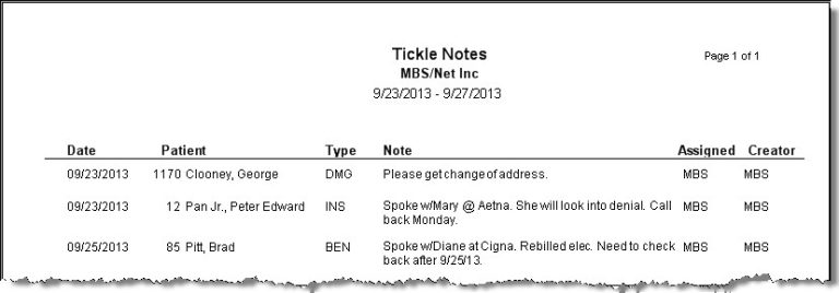 Tickle Note Report | ChartLogic Help Center