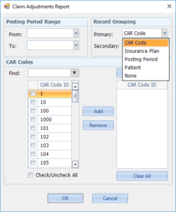 Claim Adjustment Report (CAR codes) | ChartLogic Help Center