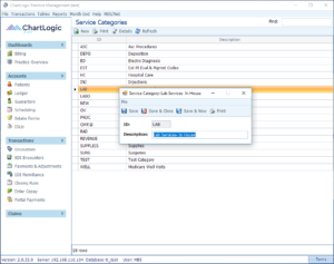 Tables: Service Categories | ChartLogic Help Center