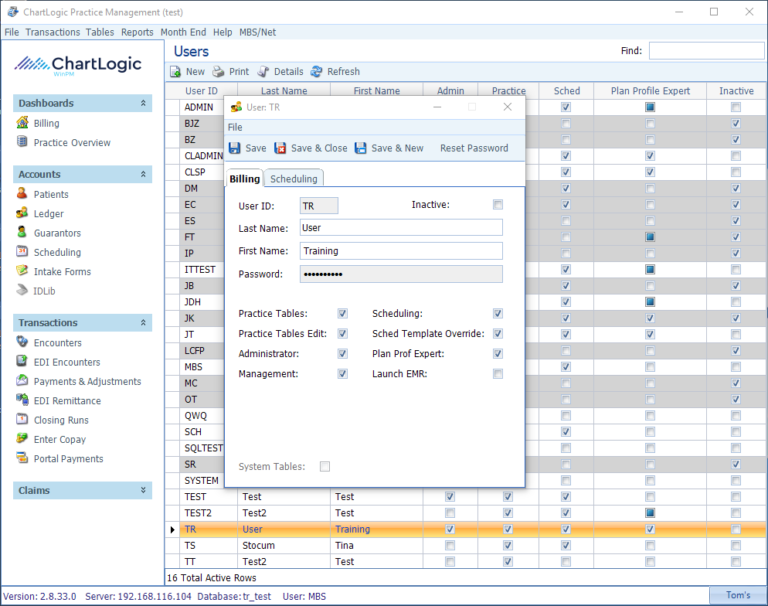 Tables: Users | ChartLogic Help Center
