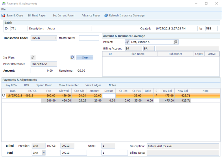Post Insurance Payments (Manual) ChartLogic Help Center